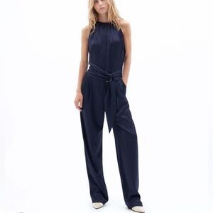 Filippa K Belted jumpsuit in crushed satin with pleated draping size 36 …